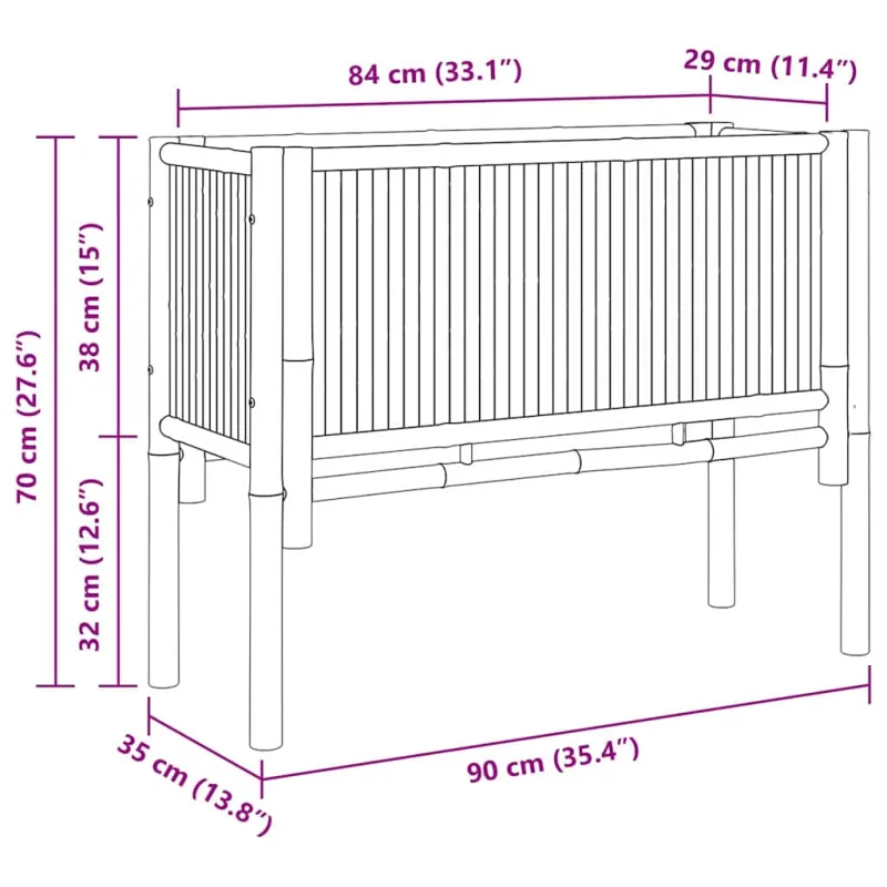 Pakelta lova Ruda 90 x 35 x 70 cm bambukas