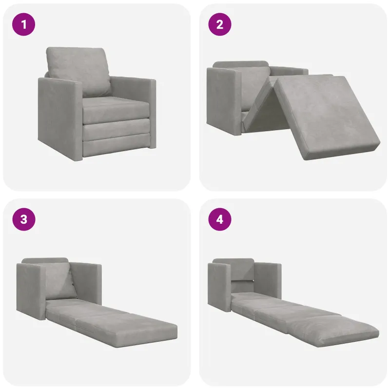 Sofa lova Šviesiai pilka 74 x 77 x 81 cm Aksomas