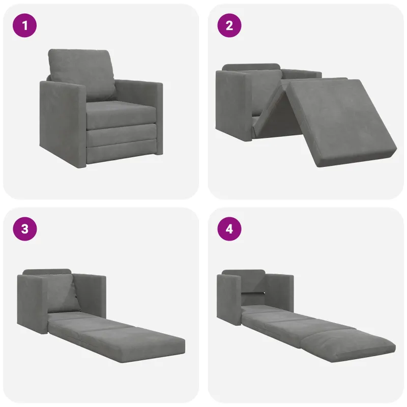 Sofa lova Tamsiai pilka 74 x 77 x 81 cm Aksomas