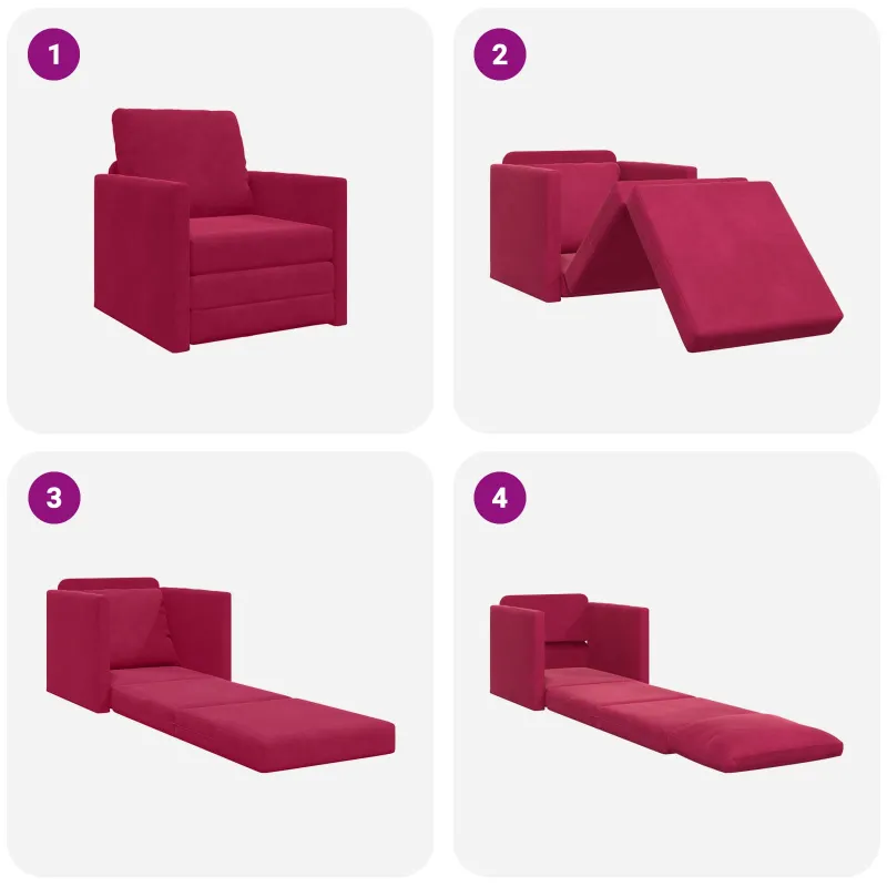 Sofa lova Vyno raudona 74 x 77 x 81 cm Aksomas