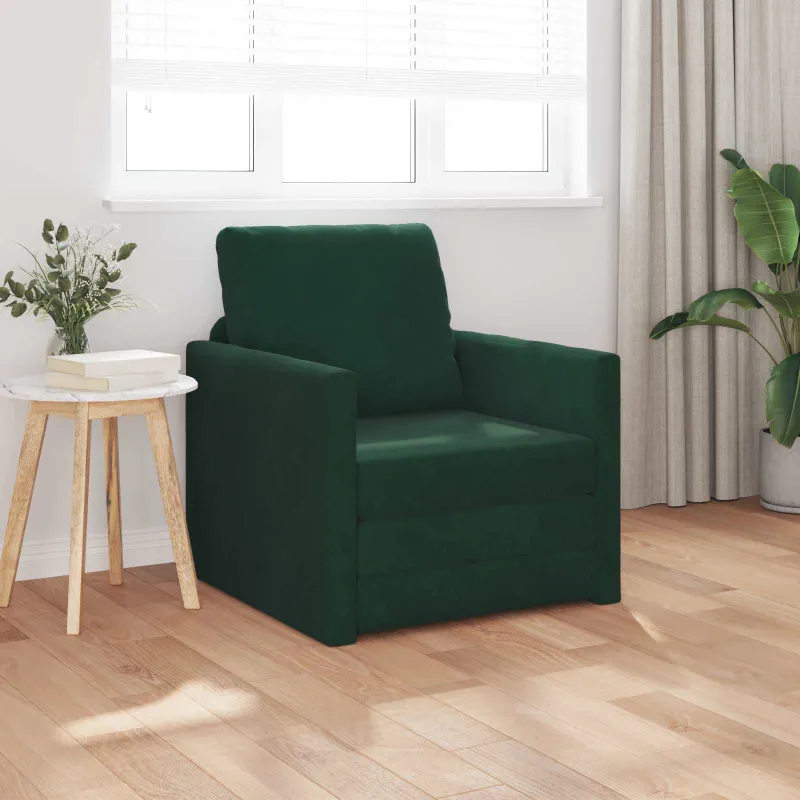 Sofa lova Tamsiai žalia 74 x 77 x 81 cm Aksomas