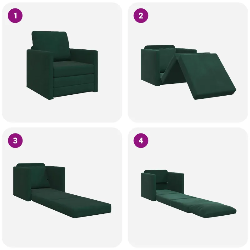 Sofa lova Tamsiai žalia 74 x 77 x 81 cm Aksomas