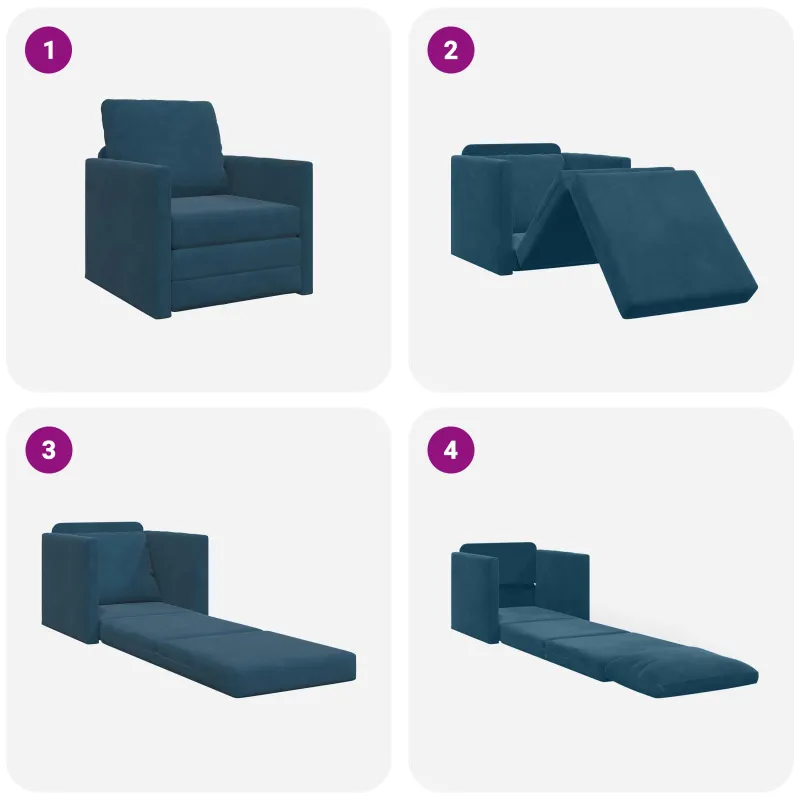 Sofa lova Mėlyna 74 x 77 x 81 cm Aksomas