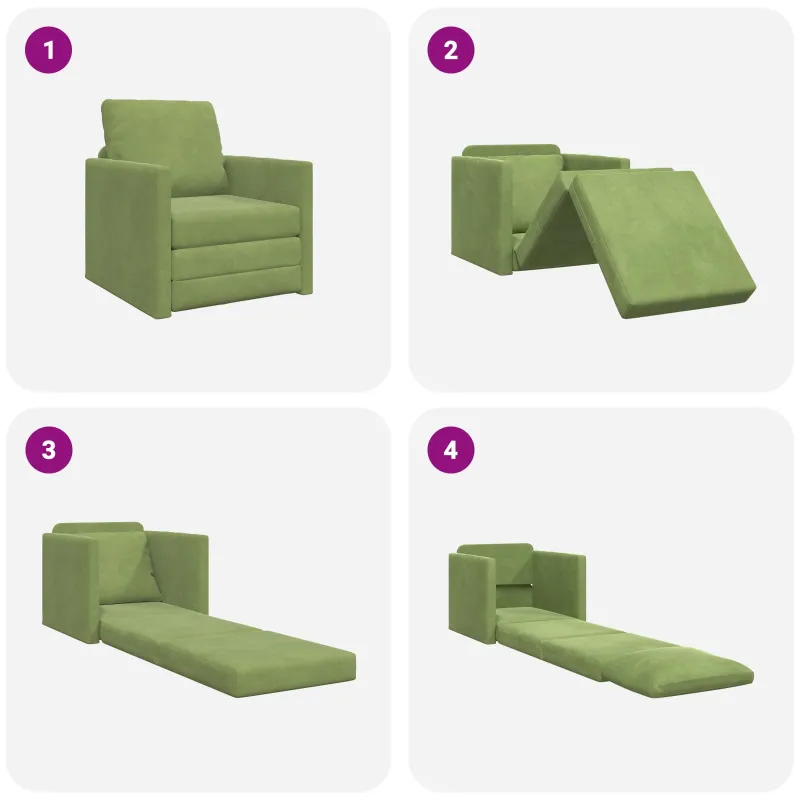 Sofa lova Šviesiai žalia 74 x 77 x 81 cm Aksomas