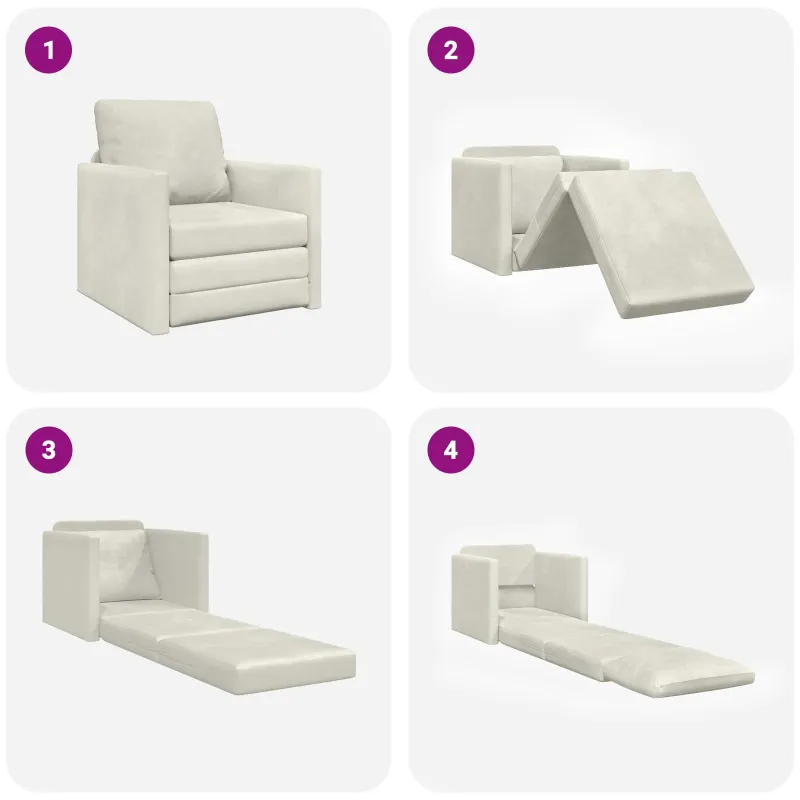 Sofa lova Kreminė 74 x 77 x 81 cm Aksomas