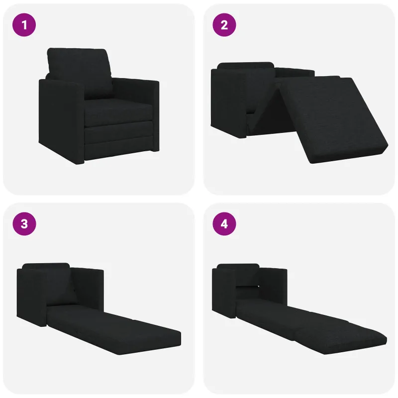 Sofa lova Juoda 74 x 77 x 81 cm audinys