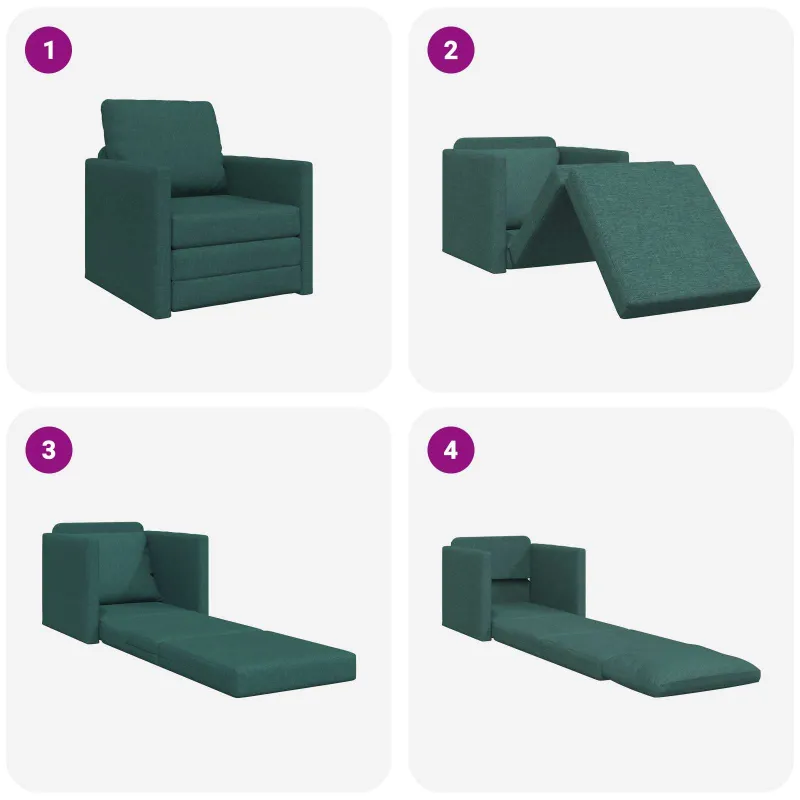 Sofa lova Tamsiai žalia 74 x 77 x 81 cm audinys
