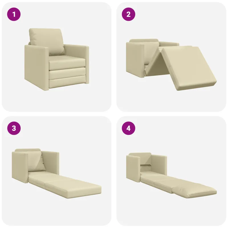 Sofa lova 60cm Kreminė Dirbtinė Oda