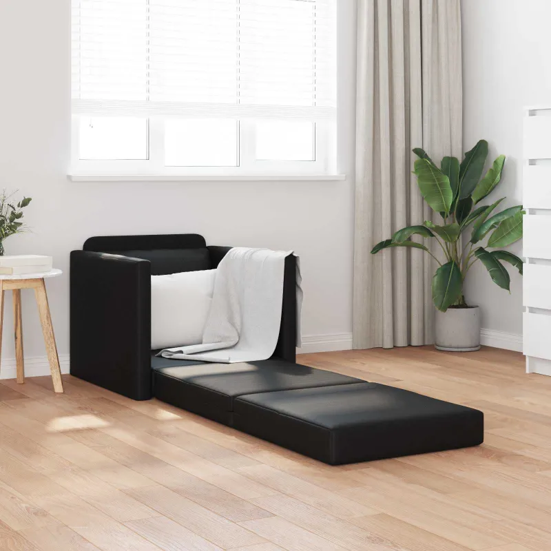 Sofa lova 60cm Juoda Dirbtinė Oda