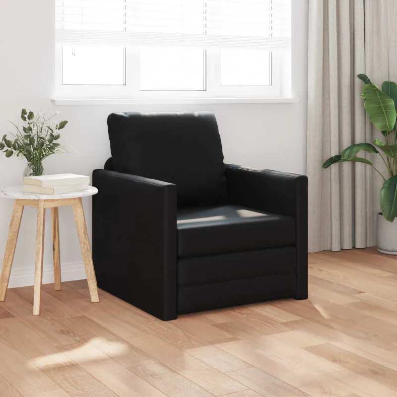 Sofa lova 60cm Juoda Dirbtinė Oda