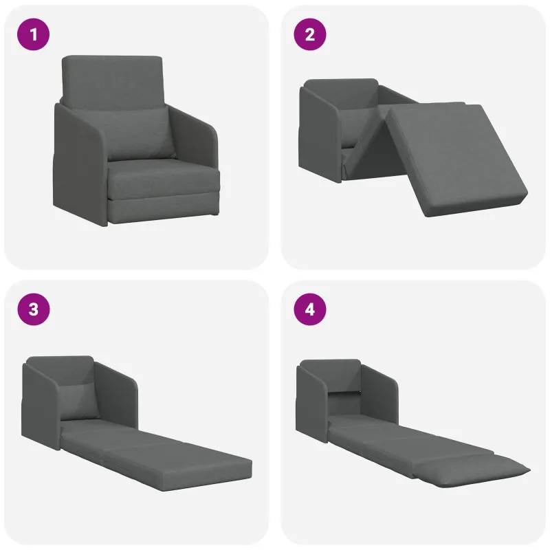 Sofa lova Tamsiai pilka 65 x 80 x 83 cm audinys