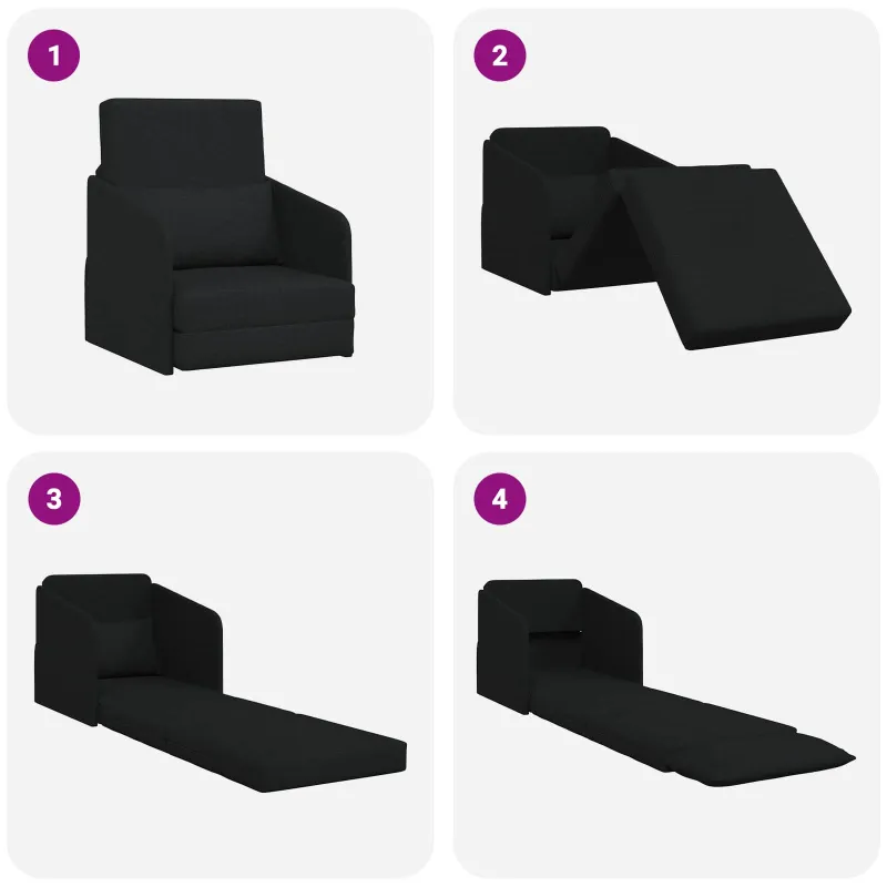 Sofa lova Juoda 65 x 80 x 83 cm audinys
