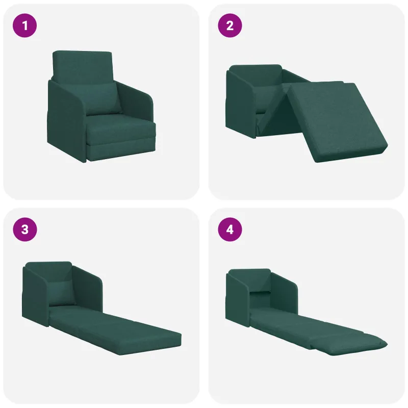 Sofa lova Tamsiai žalia 65 x 80 x 83 cm audinys