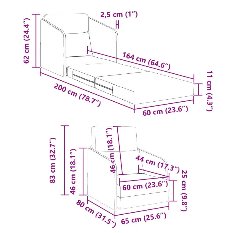 Sofa lova Tamsiai žalia 65 x 80 x 83 cm audinys