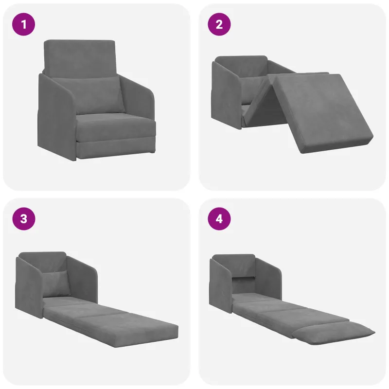 Sofa lova Tamsiai pilka 65 x 80 x 83 cm Aksomas
