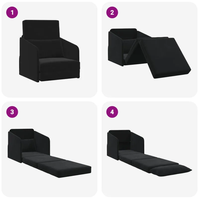 Sofa lova Juoda 65 x 80 x 83 cm Aksomas
