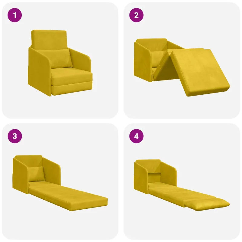Sofa lova Geltona 65 x 80 x 83 cm Aksomas