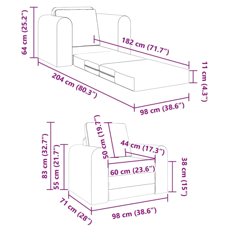 Sofa lova Tamsiai pilka 98 x 71 x 83 cm Aksomas