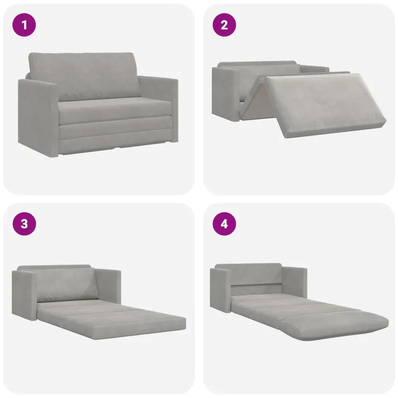 Sofa lova Šviesiai pilka 124 x 71 x 78 cm Aksomas