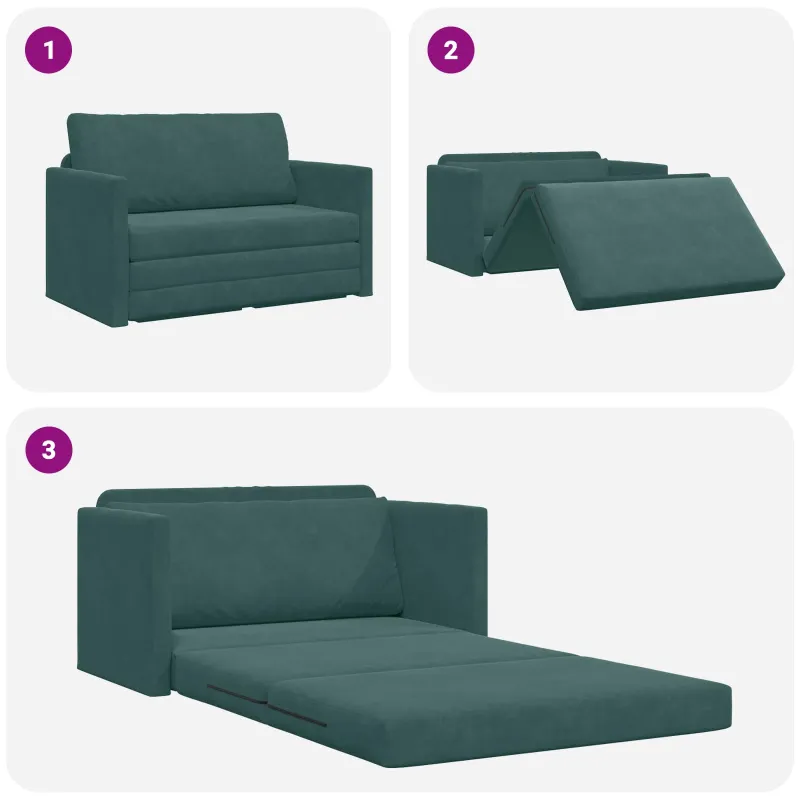 Sofa lova Tamsiai žalia 124 x 71 x 78 cm Aksomas