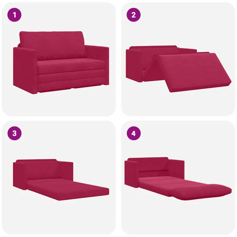 Sofa lova Vyno raudona 124 x 71 x 78 cm Aksomas