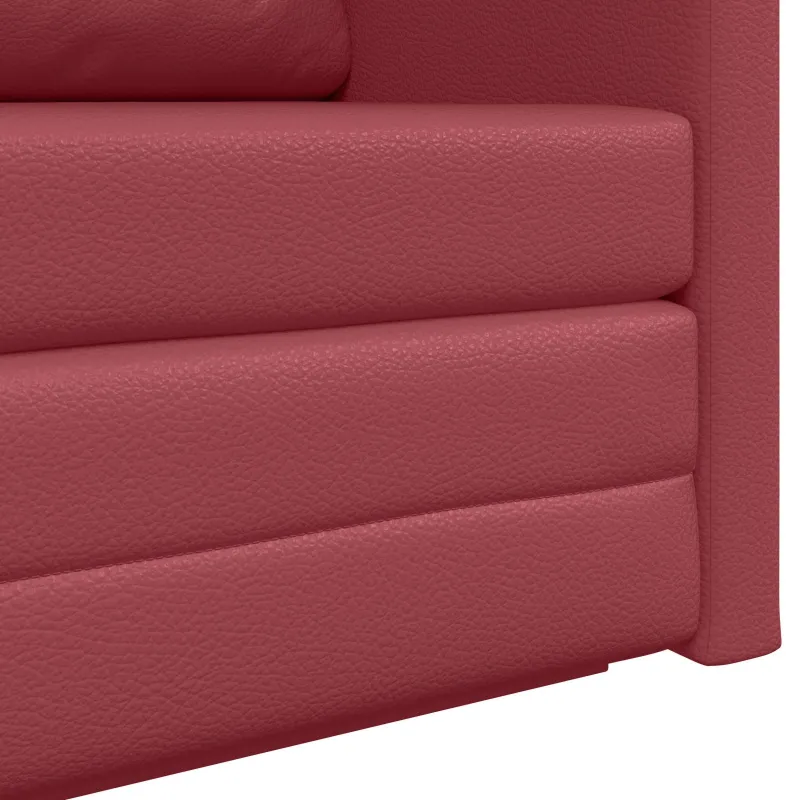 Sofa lova Vyno raudona 124 x 71 x 78 cm Dirbtinė Oda