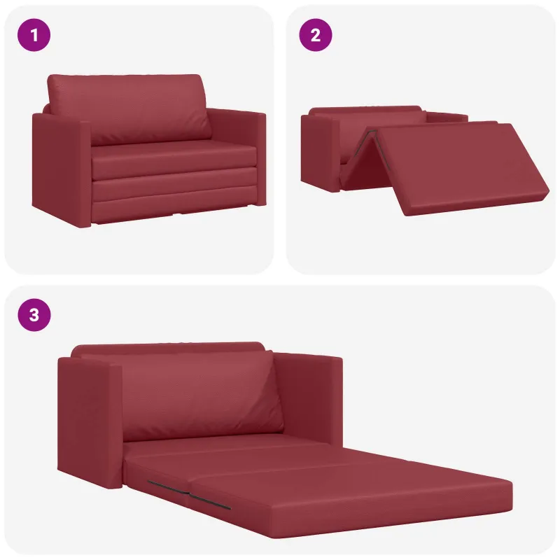 Sofa lova Vyno raudona 124 x 71 x 78 cm Dirbtinė Oda