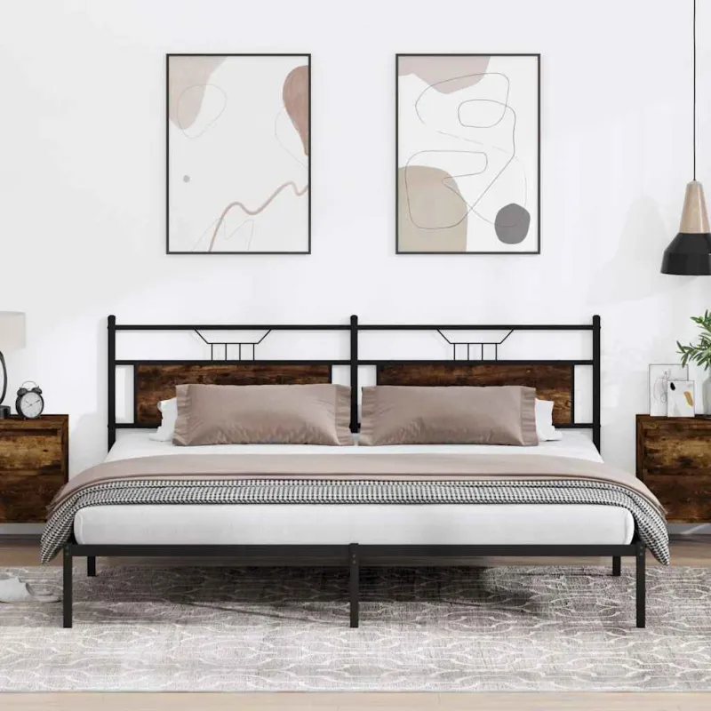 Lovos rėmas be čiužinio, dūminio ąžuolo, 200x200 cm, mediena