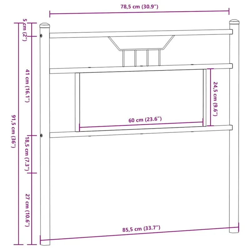 Pakaitinis galvūgalis Sonoma ąžuolas 80 cm Mediena ir plienas