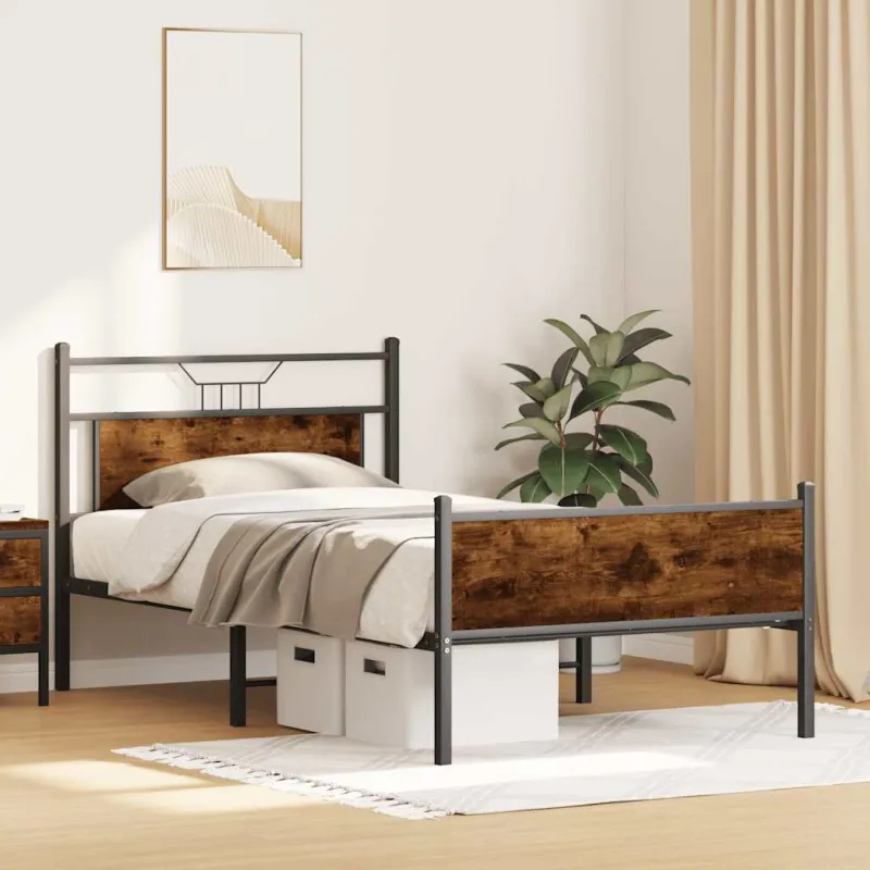 Lovos rėmas be čiužinio, dūminis, 100x190cm, apdirbta mediena