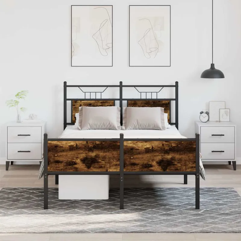 Lovos rėmas be čiužinio, dūminio ąžuolo, 120x200cm, mediena