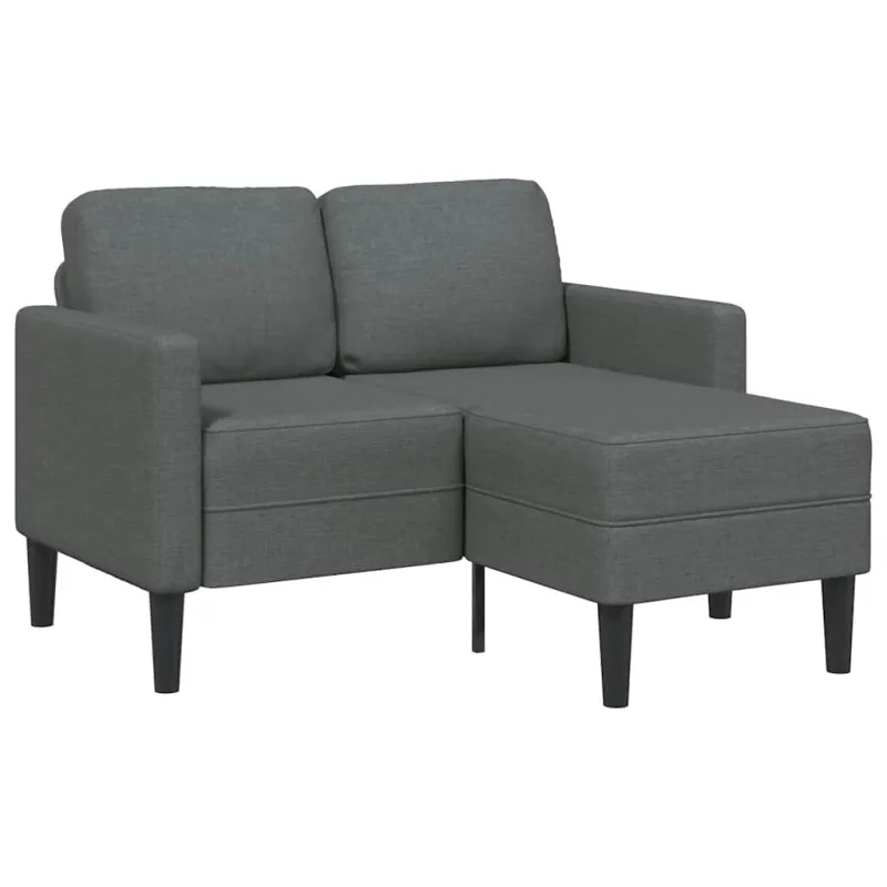 Dvivietė sofa su šezlongu, L formos, tamsiai pilka, 125 cm, audinys