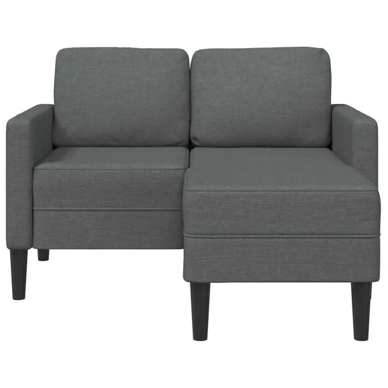 Dvivietė sofa su šezlongu, L formos, tamsiai pilka, 125 cm, audinys