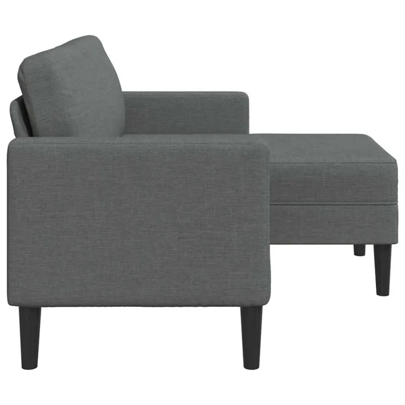Dvivietė sofa su šezlongu, L formos, tamsiai pilka, 125 cm, audinys