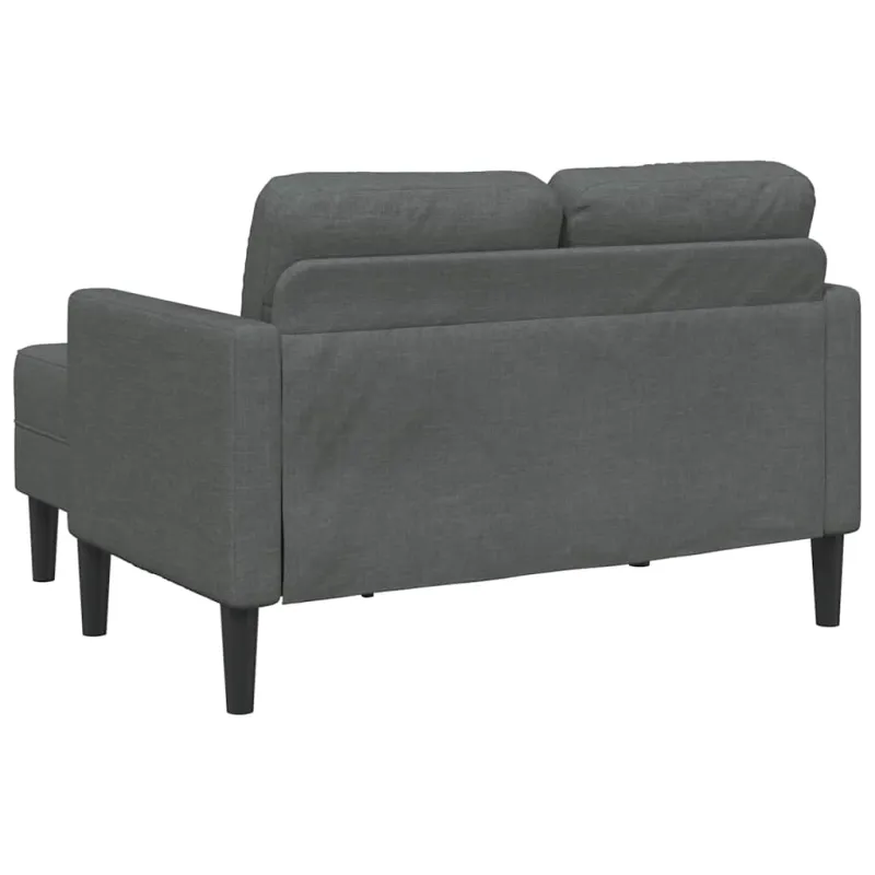 Dvivietė sofa su šezlongu, L formos, tamsiai pilka, 125 cm, audinys