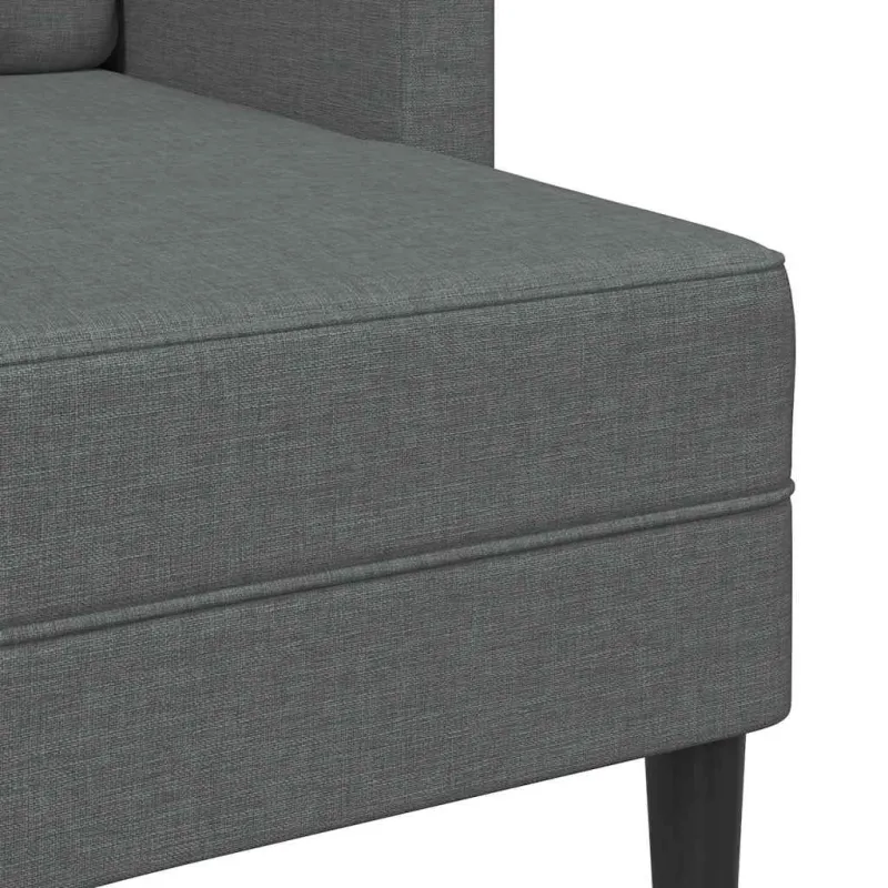 Dvivietė sofa su šezlongu, L formos, tamsiai pilka, 125 cm, audinys