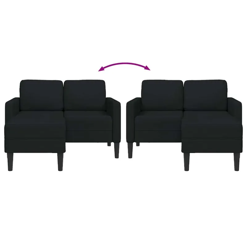2-vietė sofa su L formos juodu 125 cm audiniu