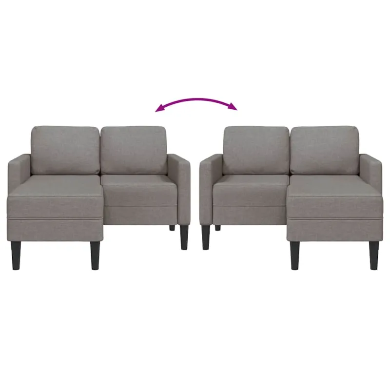 2-vietė sofa su kėdute L formos taupe 125 cm audiniu