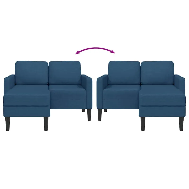 2-vietė sofa su L formos mėlynu 125 cm audiniu