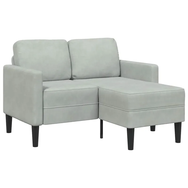 dvivietė sofa su gultu L formos šviesiai pilka 125 cm Velvet