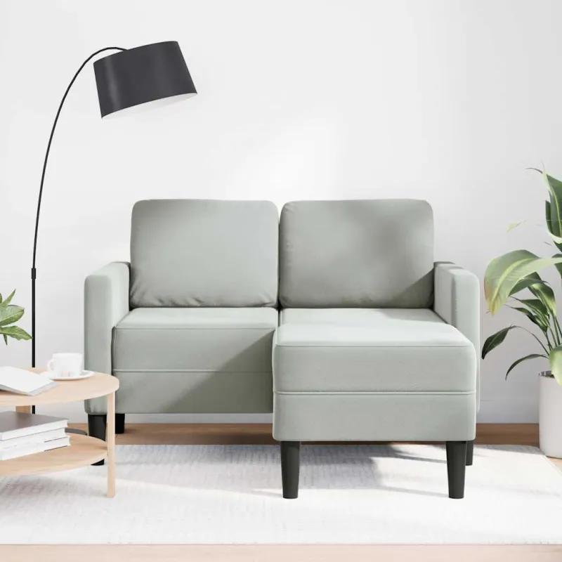 dvivietė sofa su gultu L formos šviesiai pilka 125 cm Velvet