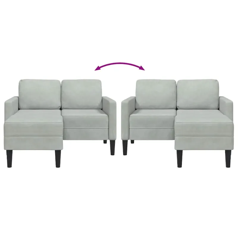 dvivietė sofa su gultu L formos šviesiai pilka 125 cm Velvet