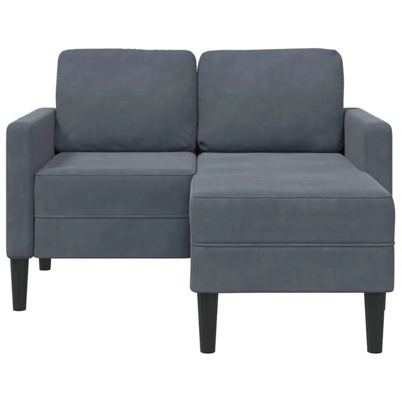 dvivietė sofa su gultu L formos tamsiai pilka 125 cm aksomas