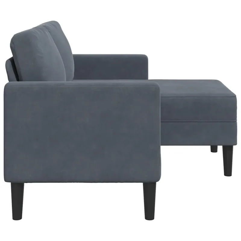 dvivietė sofa su gultu L formos tamsiai pilka 125 cm aksomas