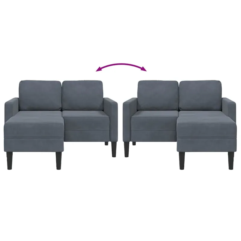 dvivietė sofa su gultu L formos tamsiai pilka 125 cm aksomas