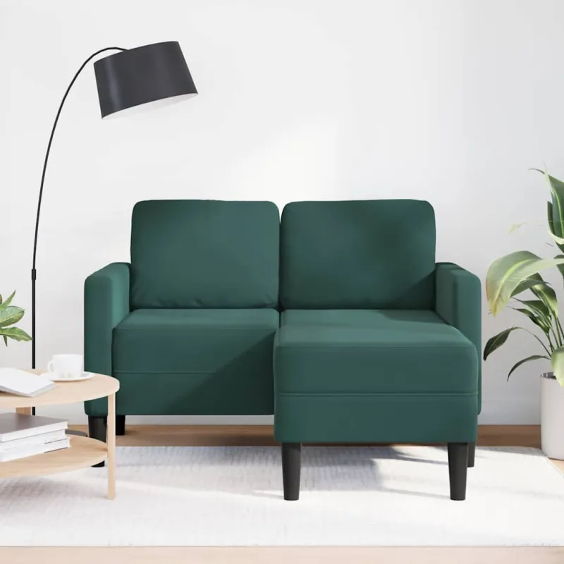 dvivietė sofa su gultu L formos tamsiai žalia 125 cm aksomas