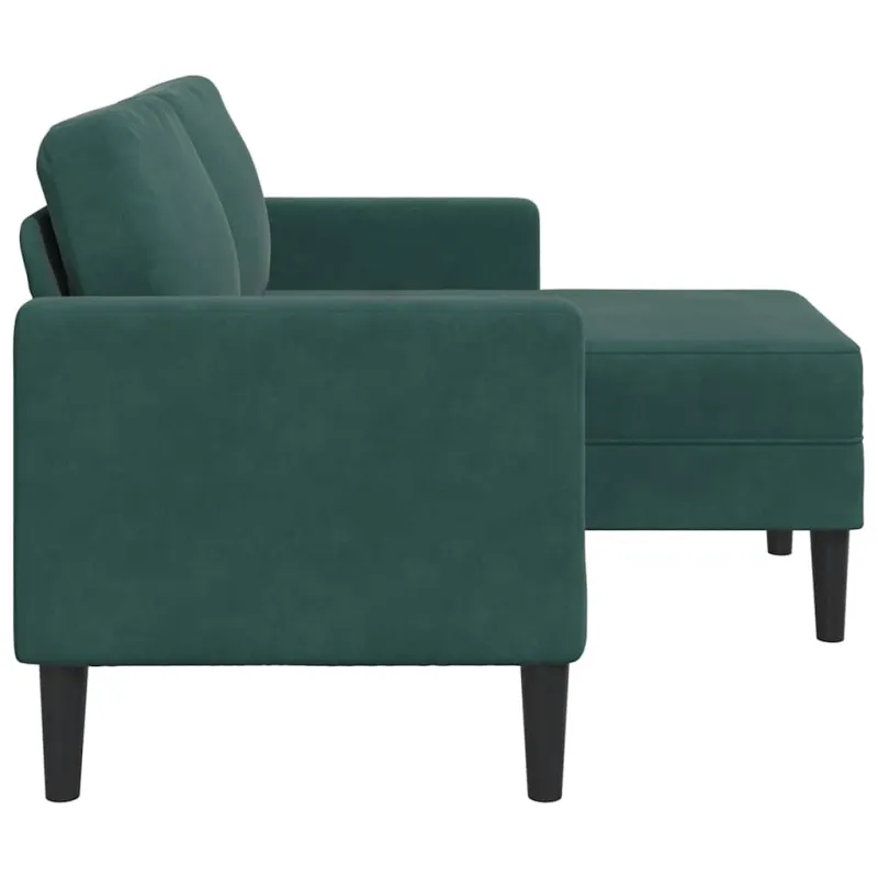 dvivietė sofa su gultu L formos tamsiai žalia 125 cm aksomas