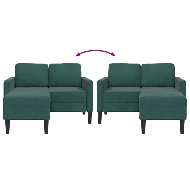 dvivietė sofa su gultu L formos tamsiai žalia 125 cm aksomas