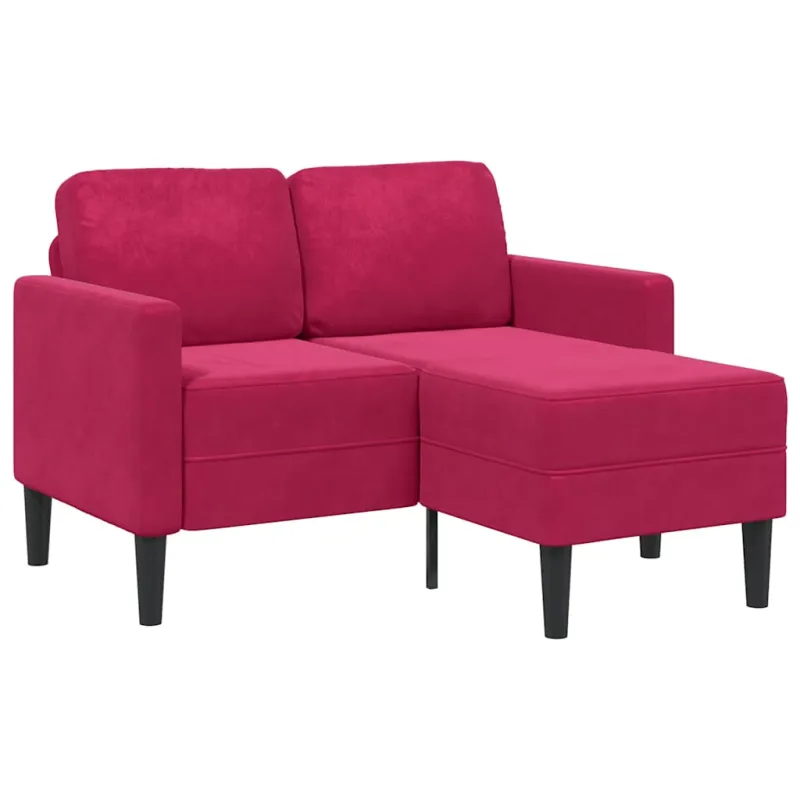 dvivietė sofa su gultu L formos vyno raudona 125 cm aksomas