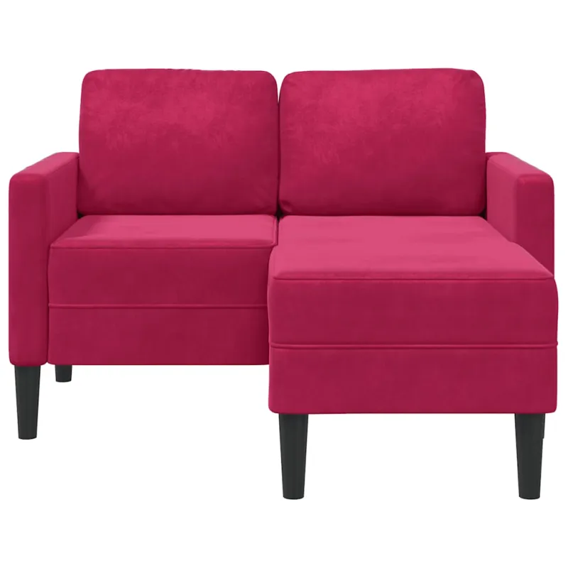dvivietė sofa su gultu L formos vyno raudona 125 cm aksomas